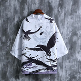 Kimono/Cárdigan (Haori) Unisex - Diseño Aves con fondo Blanco