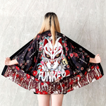 Kimono/Cárdigan (Haori) Unisex - Diseño de Mascara Kitsune Japonesa (Zorro)