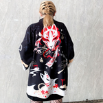 Kimono/Cárdigan (Haori) Unisex - Diseño de Mascaras Kitsune (Zorros)